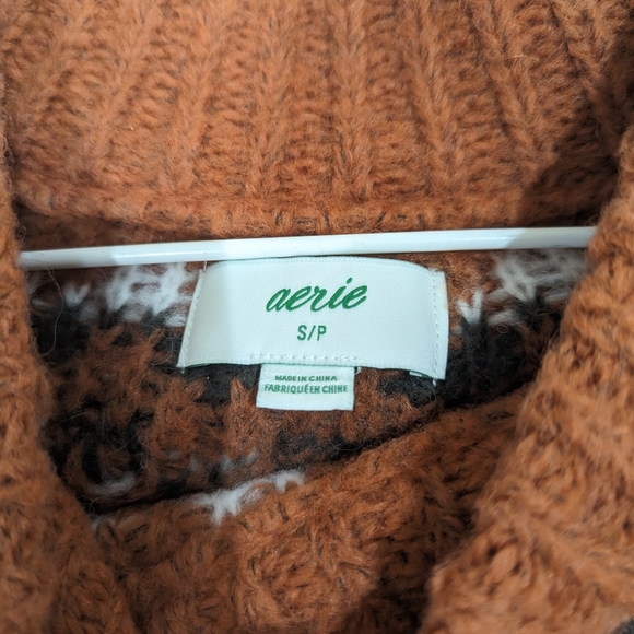 Aerie Fairisle sweater color canyon creek size medium small Fall Pumpkin - Picture 4 of 11